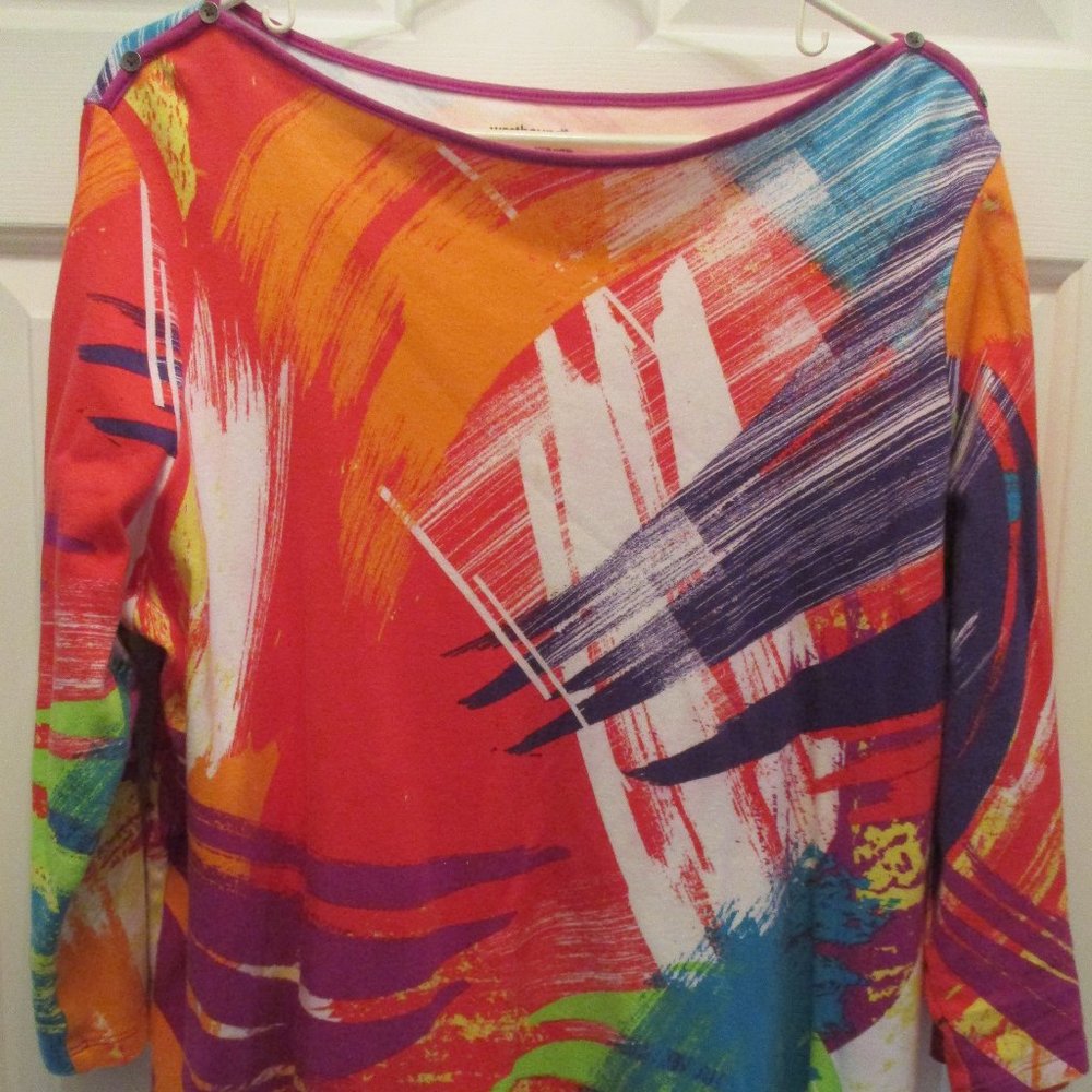 Westbound Woman Multi-Color Pullover Blouse/Top 2X